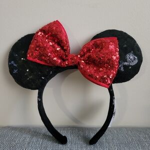 Disney Red and Black Sequin Mouse Ears Headband